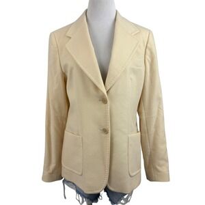 Max Mara Blazer Women 12 Cream Wool Jacket Professional Career Classic